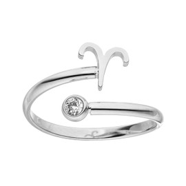 Purelei® Star Sign Ring, Waterproof Women's Ring Made of Durable Stainless Steel, Adjustable Rings from Size 50 to 60, Fashion Jewellery for Your Individual Look, Gemstone