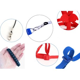 Parrot Harness and Leash Set - Elastic Rope with Blue Adjustable Harness Cute Wing, Suitable for Medium Size Bird Like Small Red-Breasted Parakeet, Caique, Mini Macaw