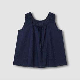 JAJU/자주 Women's Soft Seersucker Sleeveless Pajama Shirt_Navy