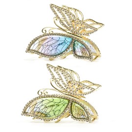 Sinide - Pinzas para el cabello con diamantes de imitación, paquete de 2 pinzas para el cabello con diamantes brillantes, tamaño mediano, antideslizantes, con purpurina, para atrapar el cabello, accesorios para el cabello para mujeres, señoras, niñas