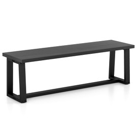 Giantex 56.5" L Wood Dining Bench, Industrial Table Bench w Metal Frame, Adjustable Footpads, 440LBS Load Capacity, Farmhouse Bench for Kitchen, Dining, Living Room, Entryway (Black, Rectangular)