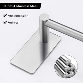 KES Self Adhesive Bathroom Towel Bar, No Drill Towel Bar 24-Inch for Bathroom Towel Hangers Stick on Sticky Towel Holder SUS304 Stainless Steel Rustproof Brushed Finish, A7000S60B-2