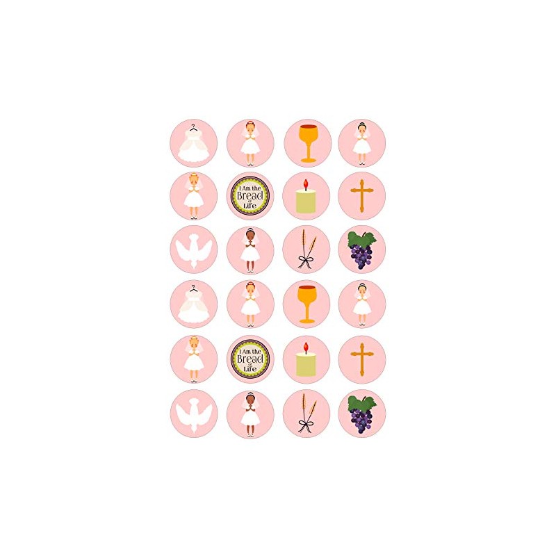 Communion Girl Style edible Wafer Card 24 pre cut Cupcake