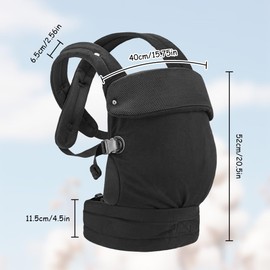 Aolso Baby Carrier, 4-in-1 Baby Carrier Newborn to Toddler, Baby Sling Carrier, Breathable Zipper & Belt, Front and Back Adjustable Baby Sling Carrier for Toddlers (Black)