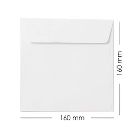 Paper24 Square Envelopes 16 x 16 cm with Peel and Seal 100 g Snow White Pack of 50