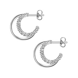 Glanzstücke München Women's Earrings 925 Sterling Silver with Zirconia, Silver, Cubic Zirconia