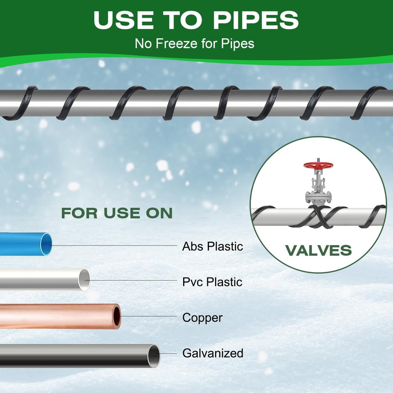 FYSFLYA 50FT Heat Tape for Water Pipes，-40°F Anti-Freeze De-Icing Heating
