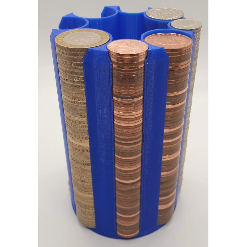 BLUE UK Coin Stacker, Large Size 14cm high, 8 coin