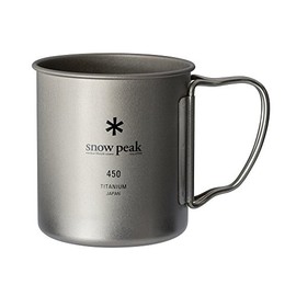 Snow Peak Ti-Single 450 Cup - Lightweight & Compact Titanium Cup with Foldable Handles - D 3" H 3.2"