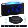 Mesqool Vibration Alarm Clock, Digital Deaf Alarm Clock with 7-Colour