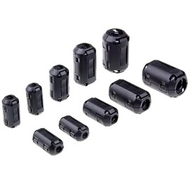 SZSL Ferrite Core Inner Diameter Φ3.5mm, Φ5mm, Φ7mm, Φ9mm, Φ13mm, Set of 10, Black Anti-Jammer Ring High Frequency Circular Shielding Jammer Demagnetization Ring Snap Filter Shield