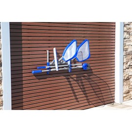 Bestway Flowclear StorePro Wall or Fence Mounted Swimming Pool Accessory and Maintenance Equipment Organizer Unit with Hooks, Strap, and Setup Kit
