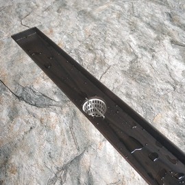 Neodrain 24-In Rectangular Linear Shower Drain with Brickwork Pattern Grate, Brushed 304 Stainless Steel Bathroom Floor Drain,Antique Copper Finish,Shower Floor Drain