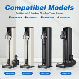 A93 Replacement Dust Bag for LG CordZero All-in-One Tower Compatible with LG A939KBGS, LG A938KBGS, LG A937KGMS, LG A949KTMS Replcement Dirt Disposal Cordless Vacuum Bags (10 packs)