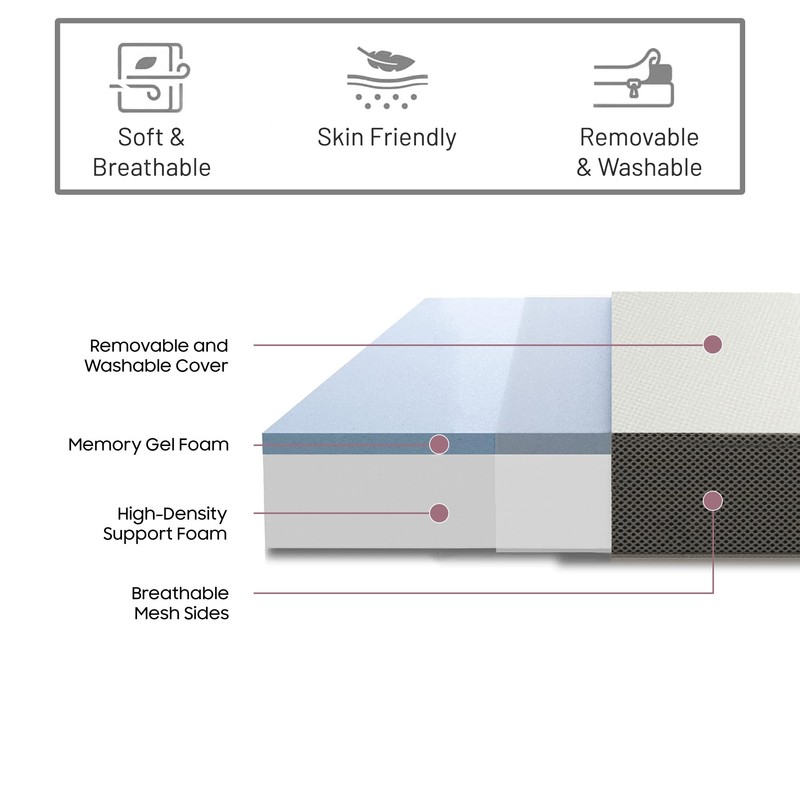 Mayton, 3-Inch Tri-Folding Gel Memory Foam Portable Floor Mattress, Breathable