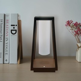 LAVAED Trapezoidal Vase Lamps, 4000mAh Rechargeable LED Touch Lamp, 3 Colors Stepless Dimmable Battery Operated Lamp Portable Desk Lamp for Bedroom, Travel, Outdoor Camping(Black)