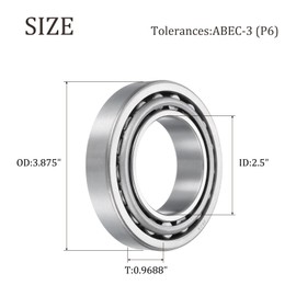sourcing map 368A/362A Tapered Roller Bearing Cone and Cup, 1.992" Bore x 3.5" OD x 0.875" Thick, Chrome Steel Taper Bearing Set, ABEC-3