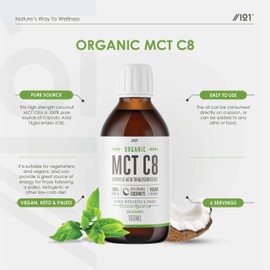 Organic C8 MCT Oil - 100ml (Glass) - 99%+ Cold Pressed C8 - Boosts Ketones 4X Versus Other MCTs – Sustainably Sourced by Alpha01