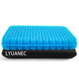 Gel Seat Cushion for Long Sitting - 16.5" x 14.5" x 2.4" (Extra Thick＆Soft) Gel Cushion for People Over 185 lbs, Pressure Relief Cushion for Office Chair, Egg Cushions for Wheelchair, Gel Pad for Car