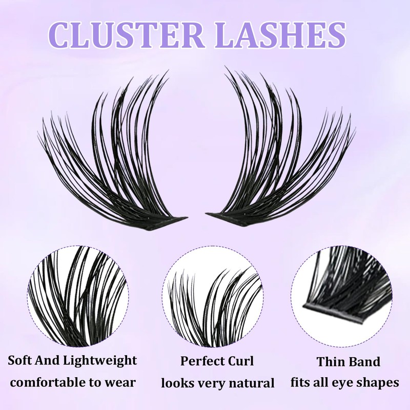 YOCHLEY 608 PCS Individual Eyelashes Lash Clusters, Cluster Lashes Kit