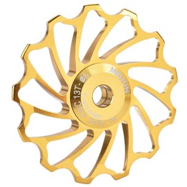 2pcs Guide Roller Idler, Ceramic Wheel Bearing Pulley Bicycle Tension Rear Derailleur for Road Mountain Bike(Golden-13T) Mountain Bike Pulley Wheels