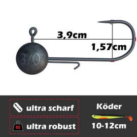 Paradox Fishing Jig Heads Set 15 x 15 g 3/0 I Jig Heads Rubber Fish with Jig Head for Rubber Fish Perch Pike Zander Fishing Accessories