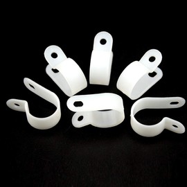 XINGYHENG 50PCS White Nylon R-Type Cable Clamp Fastener for 15.8mm (5/8") Dia Wire Tube Plastic Wire Cord Clip Fixer with 50 Pack Screws for Wire Management