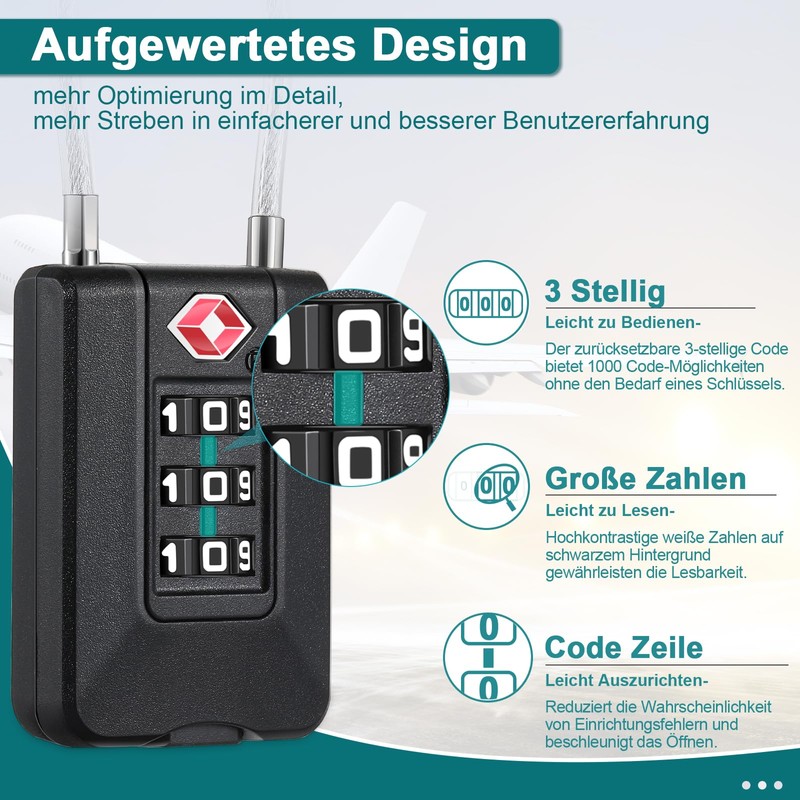 ZHEGE Suitcase Lock Combination Lock 3 Digit TSA Lock with