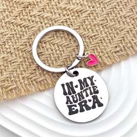 Sjcmbxxs Auntie Gift Ideas Aunt Keychain Gifts from Niece Nephew For Aunt New Aunt Mothers Day Birthday Christmas Gift, 30 mm, Silver