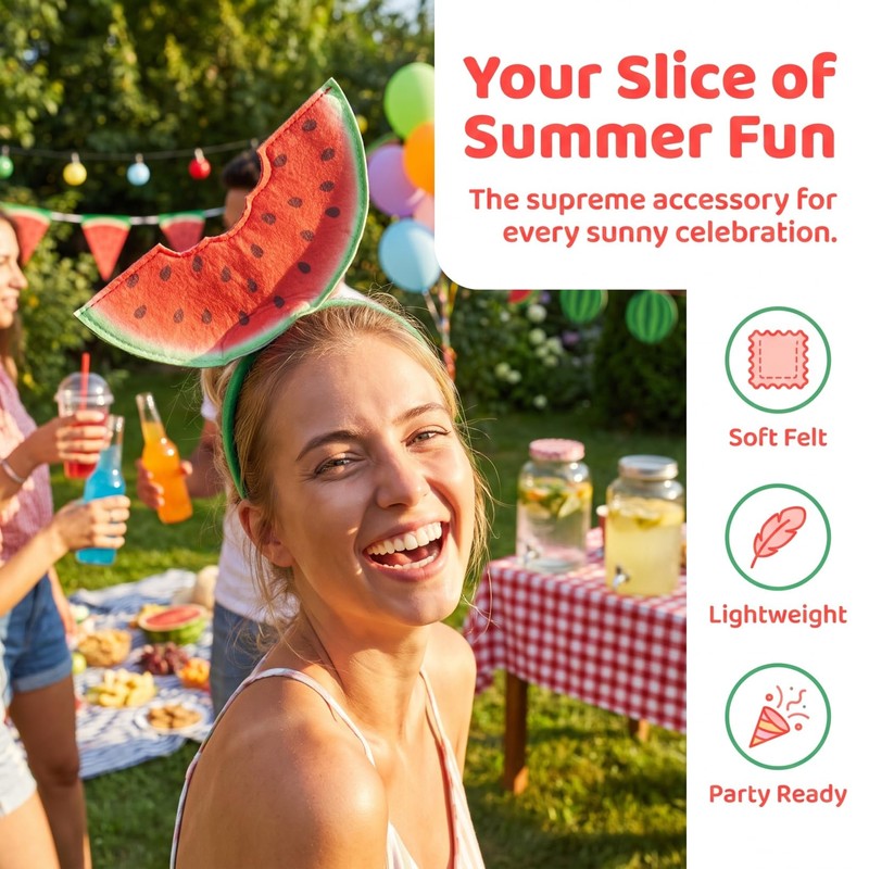 VOSAREA Watermelon Headband Fruit Hairband Summer Headpiece Watermelon Costume for