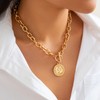 Buyongwant Golden Necklace for Women Circular Portrait Pendant Collarbone Chain
