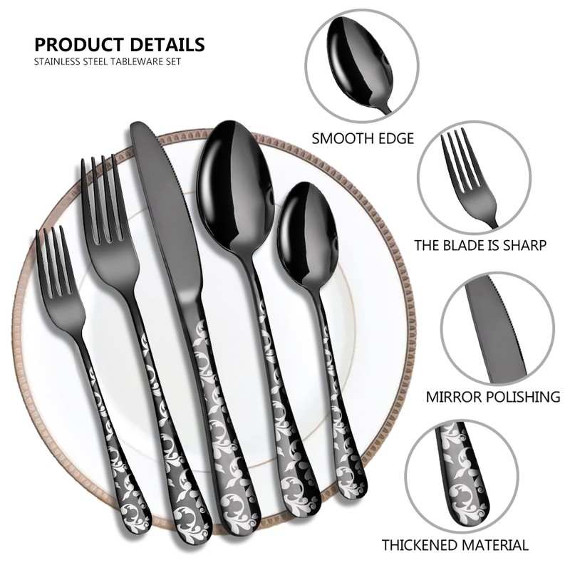 20PCS Stainless Steel Silverware Set Mirror-Polished Cutlery Flatware Set 4