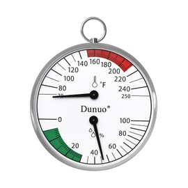 Dunuo 4 inch Sauna Thermometer Fahrenheit and Hygrometer, Mounted for Portable Steam Sauna Box, Ideal for Infrared/Indoor/Home Use, Essential Accessory and Gift for Enthusiasts (ST004PL)