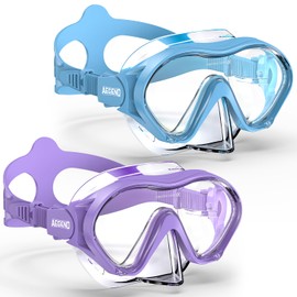 Aegend 2 Pack Kids Swim Goggles with Nose Cover, Anti Fog Diving Mask Clear View No Leak Swimming Goggles for Kids 6-14