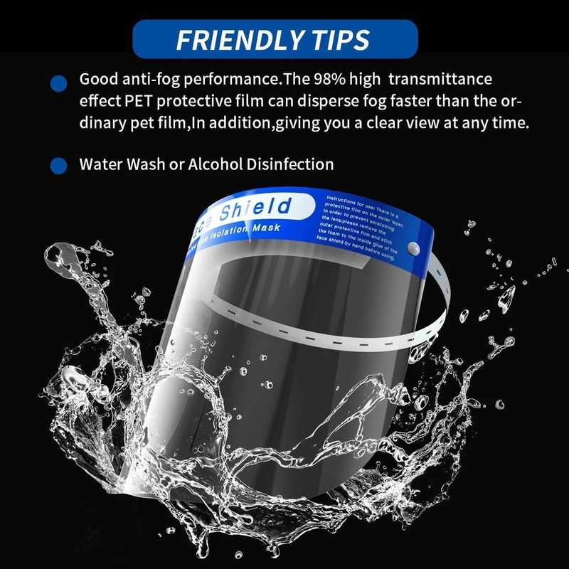 Adjustable Face Shield Protect Eyes and Face, Clear Open Face