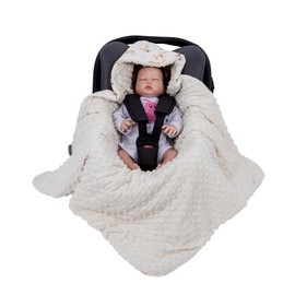 HOUSBAY Baby Blanket Newborn Blanket with Hooded Windproof Go Outside Warm Portable Swaddle Wrap in Basket Baby Safety Seats (Beige)
