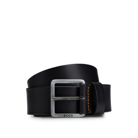 BOSS Mens Jeeko Sz40 Leather belt with logo and dark ruthenium hardware