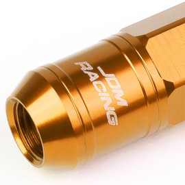 DNA MOTORING LN-ZTL-9015-125-OR 16Pcs M12 x 1.25 21mm OD/50mm Height Aluminum Open End Lug Nuts w/ 4 x Lock Nut, 1 x Lock Nut Key (Orange)