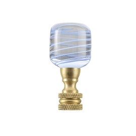 Aspen Creative 24026-32 Clear with Blue Grain Glass Lamp Finial in Nickel Finish, 2" Tall (2 Pack)