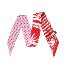 JERLA 100% Mulberry silk Scarf handbag wrap wrap Tie Bundle head Hair Ribbon Scarf Neckerchief Scarf for women men, Sun Dot Pink, 33.5"×1.97"