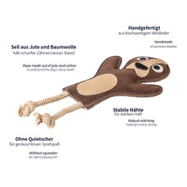Schnüffelfreunde Diego Dog Toy - Tug Toy - Sloth with Tug Rope - Leather Toy for Dogs