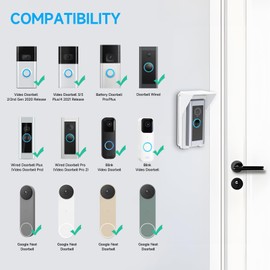 OLAlKE Waterproof Adiustable Angle Mount for Video Doorbell 1/2/3/3Plus/4/Wired/Pro/Pro2/(2020 Release), Blink and Nest Doorbell Battery/Wired, Expand View Area 30 to 60 Degree,White