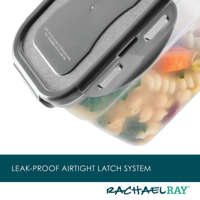 Rachael Ray Leak-Proof Stacking Container Food Storage Bin Set, 30-Piece,