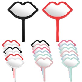Hand Mirror with Handle Lip Shape Handheld Mirror for Makeup Compact Portable Mirror Cosmetic Small Mirrors Vintage Camping Travel Makeup Handheld Mirror for Women Girls Daily Use, 7 Colors (20 Pcs)