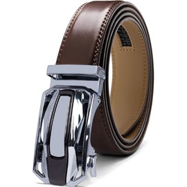 DOOPAI Men's Adjustable Ratchet Belt - Brown Leather Dress Belt for Men, Customizable Fit, Easy to Use, Maximum Durability