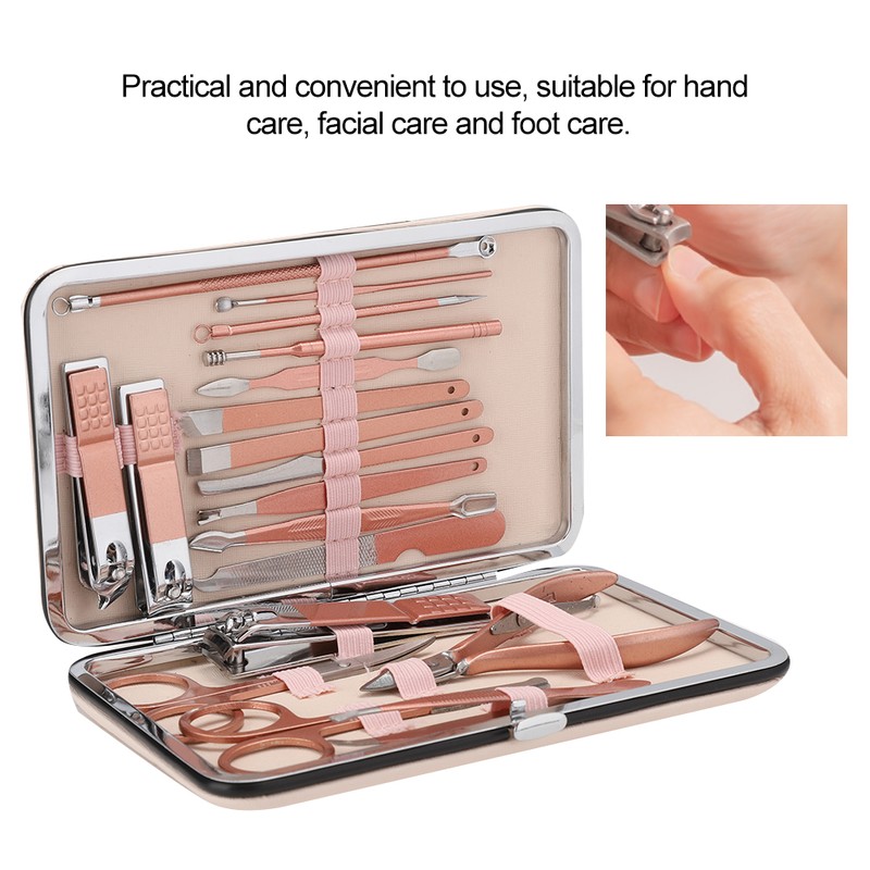 18Pcs/Set Stainless Steel Manicure Pedicure Nail Clipper Set Nail Grooming