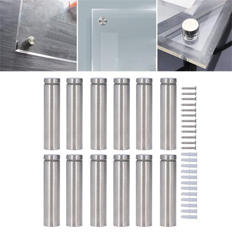 12 Set Stainless Steel Standoff Screws 19x80mm Advertising Screws Mounting