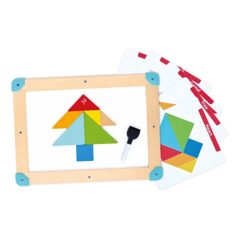 Juego 2 En 1: Laberinto Espacial Y Tangram Hape Azul