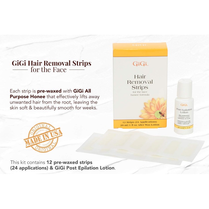 GiGi Wax Strips for Hair Removal – 12 Facial Wax