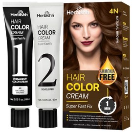 Tinte para Cabello Castaño Natural 4N Herbishh – Coloración Permanente en 1 Minuto con Peine Aplicador, Cubre Canas al Instante, Sin Amoníaco, Tecnología Coreana, 60 ml